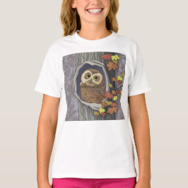 Hösten Uggla och Höst färger T-Shirt