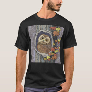 Hösten Uggla och Höst färger T-Shirt