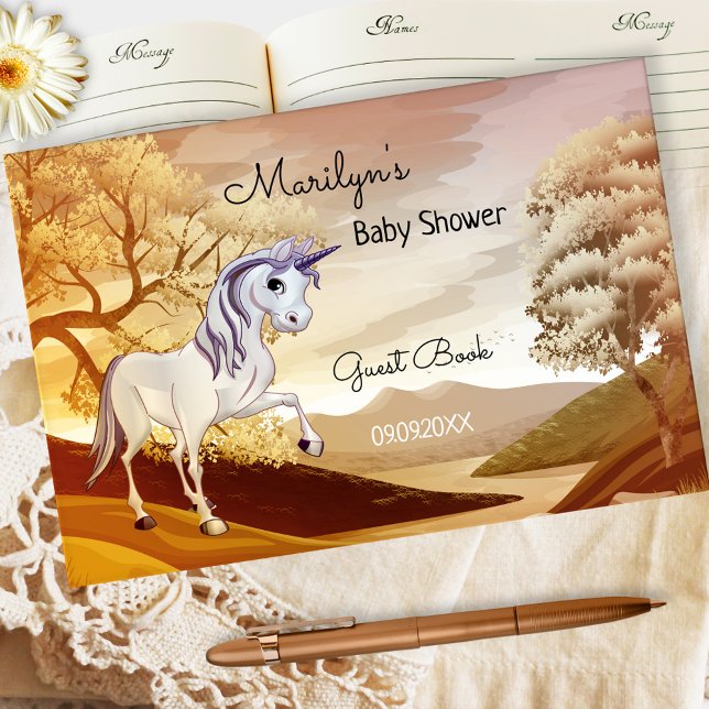 Hösten Unicorn Baby Shower Guest Bok (Skapare uppladdad)