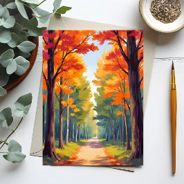 Hösten Väg - Fall Foliage Painting (Foliagenfärgni Vykort