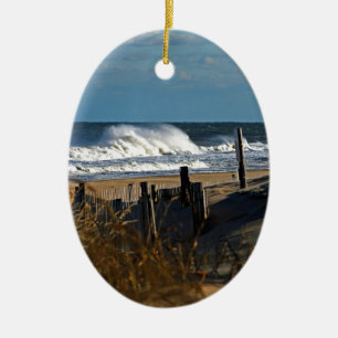 Hösten Vågar och Dunes vid Beach Julgransprydnad Keramik
