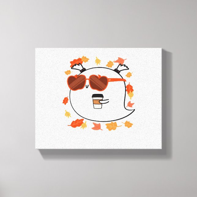 Hösten Vibes Cute Ghost Classic T-Shirt Canvastryck (Framsida)