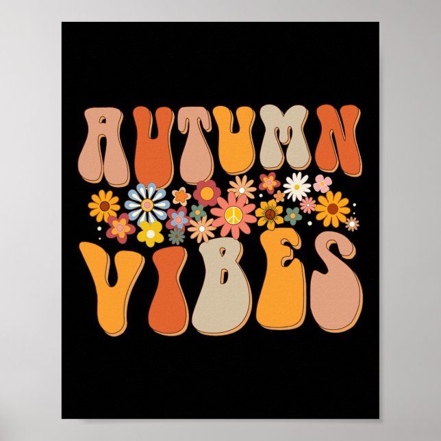 Hösten Vibes Groovy Design Fall Älskare Thanksgivi Poster (Framsidan)