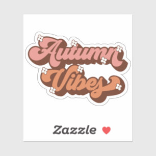 Hösten Vibes Retro-text och ändpunktsblommor Klistermärken