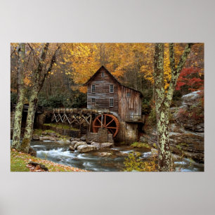 Hösten vid Grist Mill-utskrift Poster