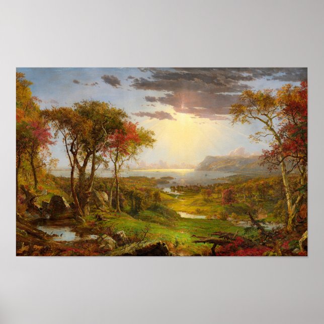 Hösten, vid Hudsonfloden av Jasper F. Cropsey Poster (Framsidan)