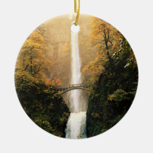 Hösten vid Multnomah Falls, ELLER Julgransprydnad Keramik