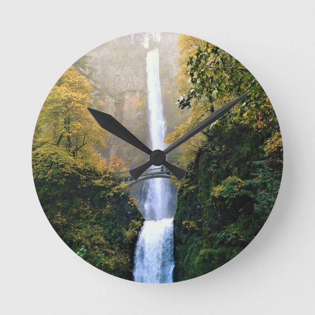 Hösten vid Multnomah Falls, ELLER Rund Klocka (Framsida)