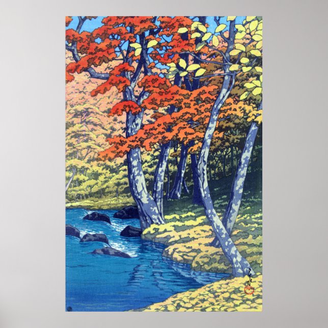 Hösten vid Oirase Kawase Hasui 1933 Poster (Framsidan)