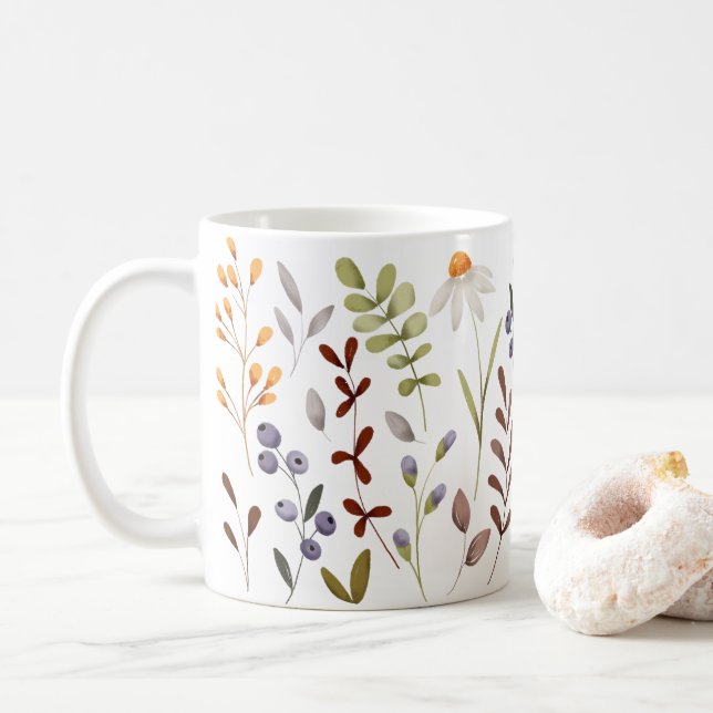 Hösten Vild Flowers Mönster Kaffemugg (Med munk)