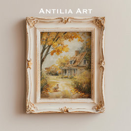 Hösten Walking Anka Painting Fall Land House Poster