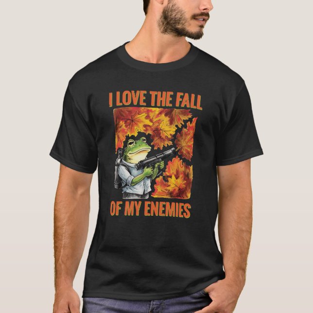 Hösten Warrior Frog Fall for Your Fots T Shirt (Framsida)