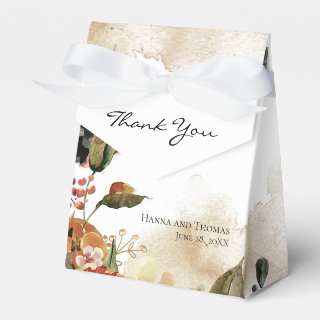 Hösten Watercolor Blommigt Bröllop Rustic Bröllop  Presentaskar (Framsidan Sidan)