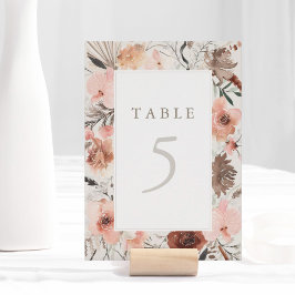 Hösten Watercolor Boho Bröllop Bordsnummer