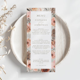 Hösten Watercolor Boho Bröllop Menu Meny