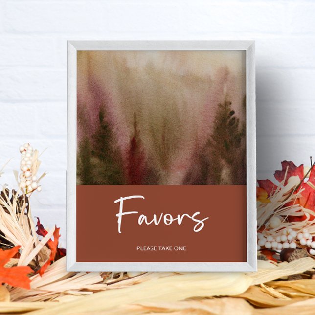 Hösten Watercolor Forest Terracota favors Poster (Skapare uppladdad)
