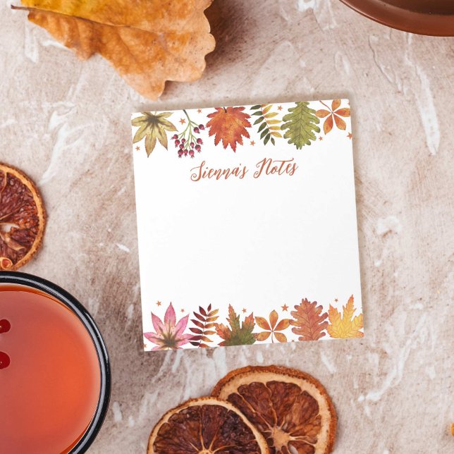 Hösten Watercolor Höst löv Rustic Namn Anteckningsblock (Autumn Watercolor Fall Leaves Rustic Name Notepad)