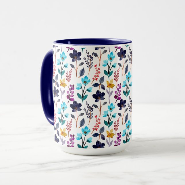 Hösten WildblomBlue och Lila Two-Tone Mugg (Framsida vänster)