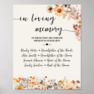 Hösten Wildblommor i ett minnesminne som visar att Poster