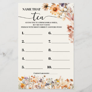 Hösten Wildblommor Namn som spelkortet Tea Shower Flygblad
