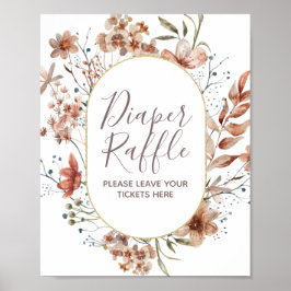 Hösten Wildblommor Vattenfärg Diaper Raffle Poster