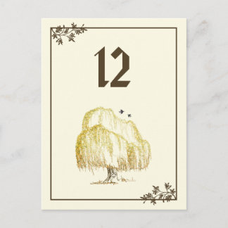 Hösten Willow Träd Bordsnummer Card