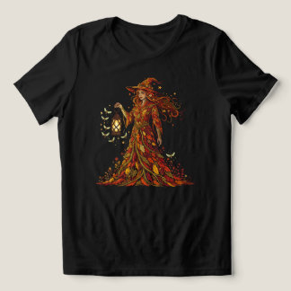 Hösten Witch med Lantern Fall Vibes T Shirt