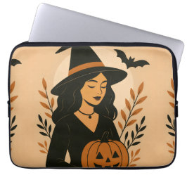 Hösten Witch med Pumpkin | Vintage Halloween Laptop Fodral