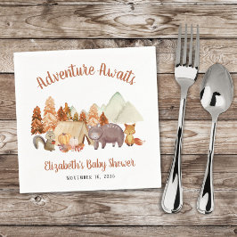Hösten Woodland Animals Äventyr Baby Shower Pappersservett