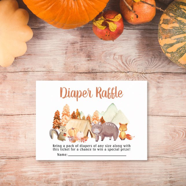 Hösten Woodland Animals Diaper Raffle Baby Shower Tilläggskort (Skapare uppladdad)