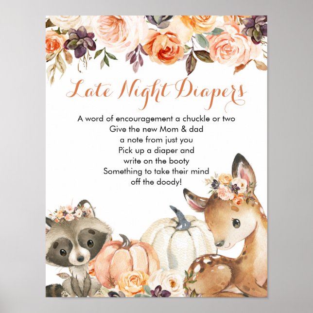 Hösten Woodland Girl Game Late Night Diaper Poster (Framsidan)
