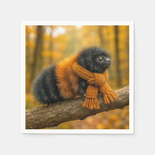 Hösten Wooly Bear CaterPelare Wear a Scarf Pappersservett
