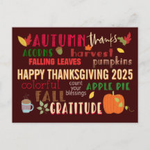 Hösten WordArt Happy thanksgiving 2024 Brown