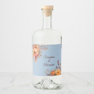 Höstens akvarell lantlig blomsterbröllop spritflaskor etikett