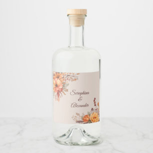 Höstens akvarell rustika blommande bröllop spritflaskor etikett