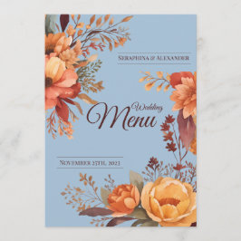 Höstens akvarell rustika blommande bröllopsmeny meny
