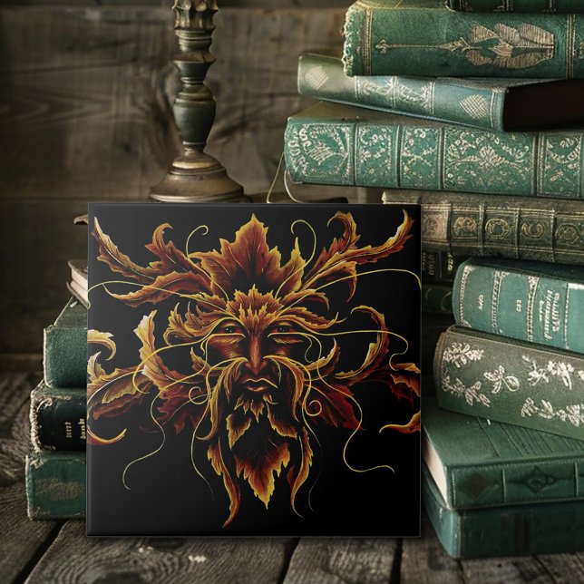 Höstens blad Skogs Dryad Anden Gröna mannen Kakelplatta (Skapare uppladdad)