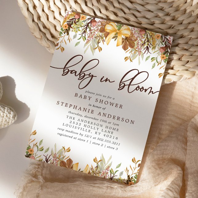 Höstens blommande baby i blomning baby shower inbjudningar (Skapare uppladdad)