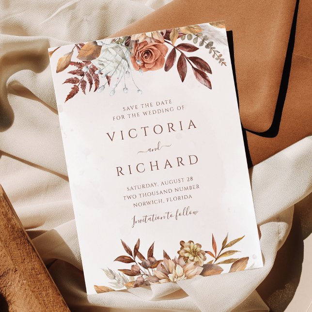 Höstens blommande blad Botanisk rustik Spara Datumet (Skapare uppladdad)