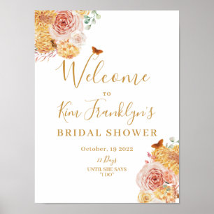Höstens blommande bröllopsdusch Fall in Love Välko Poster