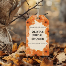 Höstens blommiga bröllopsdusch presentkort etikett