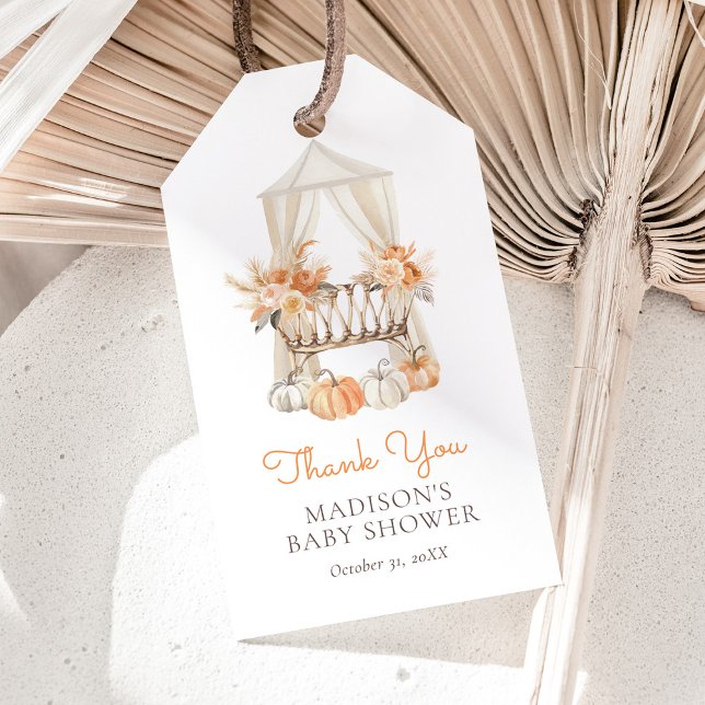 Höstens blommiga pumpa-bebisfest presentetikett (Skapare uppladdad)