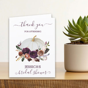 Höstens blommiga pumpa Boho bröllopsdusch Tack Kort