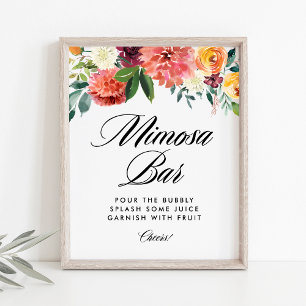 Höstens Blommor Bröllopsdusch Mimosa Bar Poster