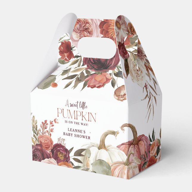 Höstens blommor 'en liten pumpa' Baby Shower Presentaskar (Framsidan Sidan)