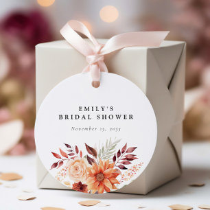 Höstens blomster boho bröllopsdusch gåvor etiketter