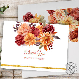 Höstens blomsterbröllop tack kort