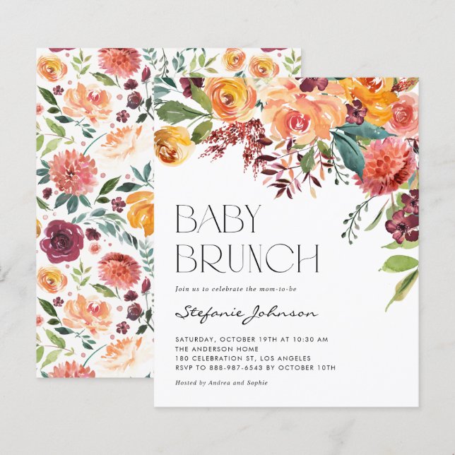 Höstens blomsterbukett höst barn brunch inbjudan (Fram/baksida)