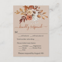 Höstens blomsterbukett Taupe inklusionskort RSVP-k