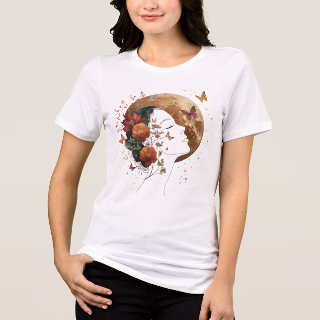Höstens blomsterestetik finkonst halvmåne t shirt (Framsida)